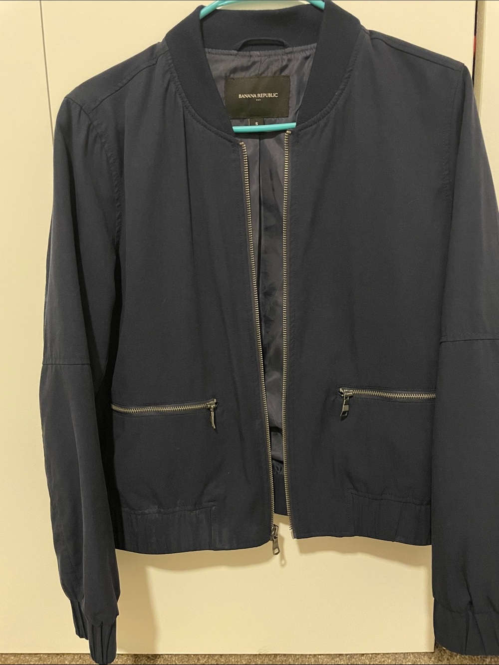 Banana Republic Navy Zip-Front Bomber Jacket
